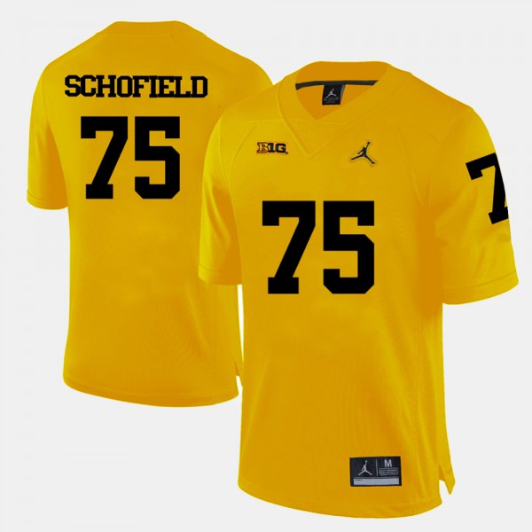 Michigan #75 Mens Michael Schofield Jersey Yellow Stitch College Football